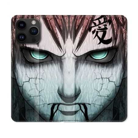 Housse Cuir Portefeuille Pour Iphone 15 Pro Plus (6,7) Manga Naruto Gaara