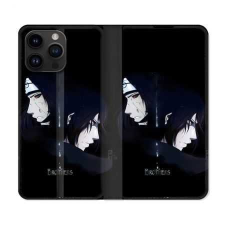 Housse Cuir Portefeuille Pour Iphone 15 Pro Plus (6,7) Manga Naruto Sasuke Itachi