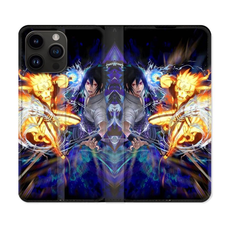 Housse Cuir Portefeuille Pour Iphone 15 Pro Plus (6,7) Manga Naruto VS