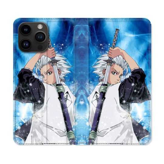 Housse Cuir Portefeuille Pour Iphone 15 Pro (6,1) Manga Bleach Hitsugaya