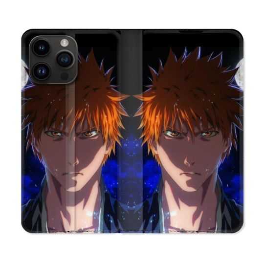 Housse Cuir Portefeuille Pour Iphone 15 Pro (6,1) Manga Bleach Ichigo