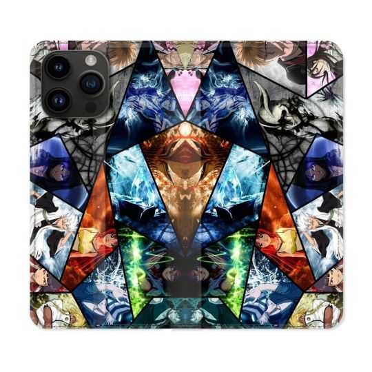 Housse Cuir Portefeuille Pour Iphone 15 Pro (6,1) Manga Bleach Pele Mele