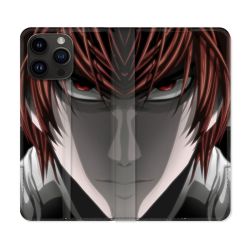 Housse Cuir Portefeuille Pour Iphone 15 Pro (6,1) Manga Death Note Kira