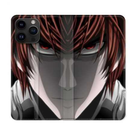 Housse Cuir Portefeuille Pour Iphone 15 Pro (6,1) Manga Death Note Kira