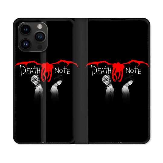 Housse Cuir Portefeuille Pour Iphone 15 Pro (6,1) Manga Death Note Noir