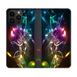 Housse Cuir Portefeuille Pour Iphone 15 Pro Plus (6,7) Musique Partition Multicolore