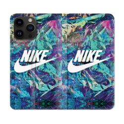 Housse Cuir Portefeuille Pour Iphone 15 Pro Plus (6,7) Nike Turquoise
