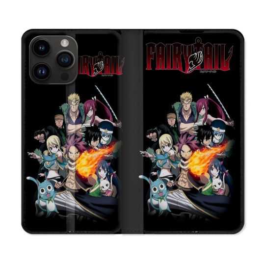 Housse Cuir Portefeuille Pour Iphone 15 Pro (6,1) Manga Fairy Tail Logo Team