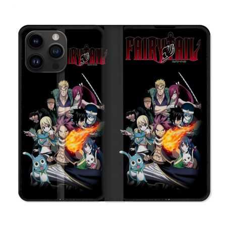 Housse Cuir Portefeuille Pour Iphone 15 Pro (6,1) Manga Fairy Tail Logo Team