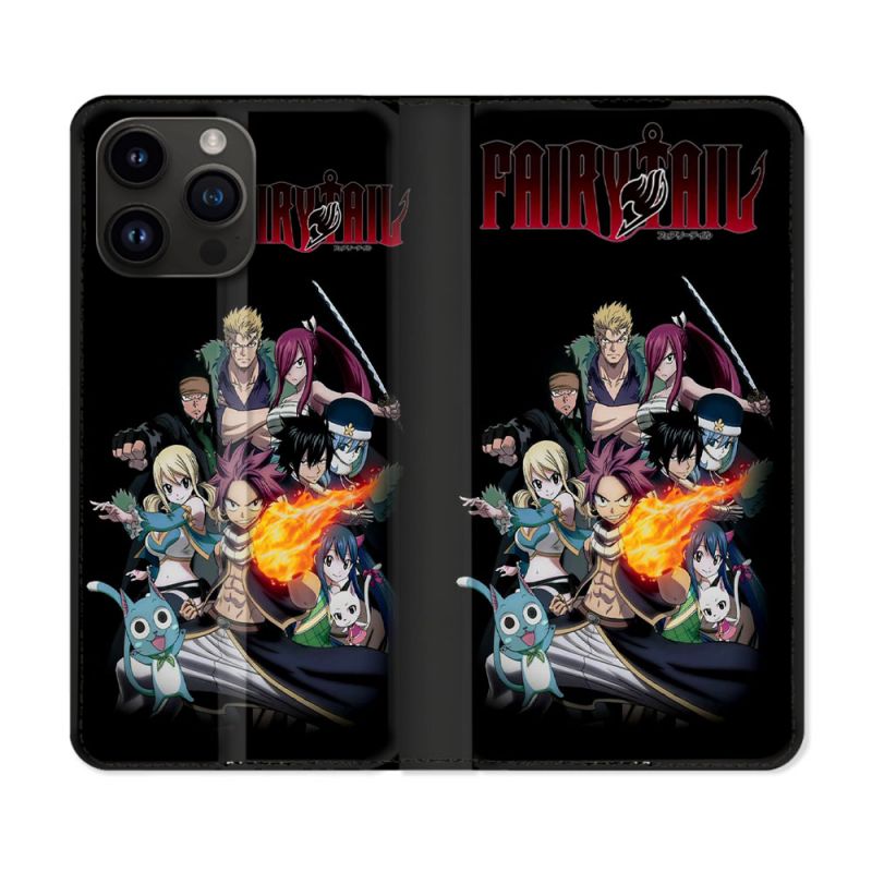 Housse Cuir Portefeuille Pour Iphone 15 Pro (6,1) Manga Fairy Tail Logo Team