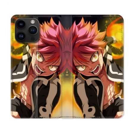 Housse Cuir Portefeuille Pour Iphone 15 Pro (6,1) Manga Fairy Tail Natsu
