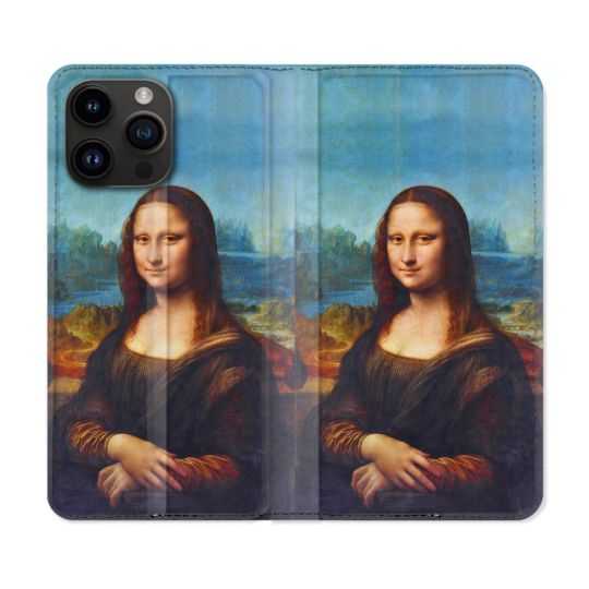 Housse Cuir Portefeuille Pour Iphone 15 Pro Plus (6,7) Peinture Joconde