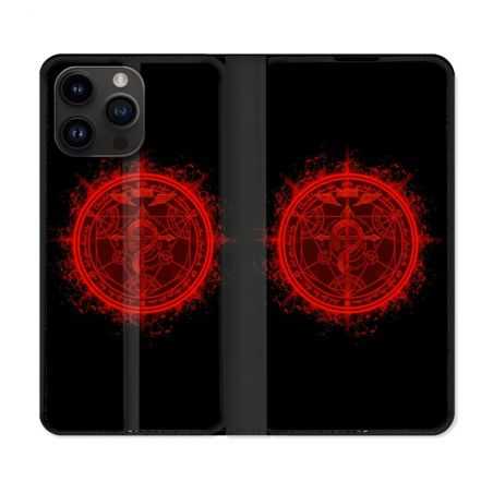 Housse Cuir Portefeuille Pour Iphone 15 Pro (6,1) Manga Fullmetal Alchemist Logo