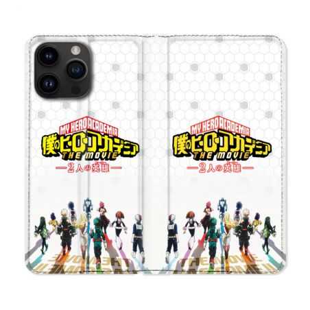 Housse Cuir Portefeuille Pour Iphone 15 Pro (6,1) Manga My Hero Academia Blanc