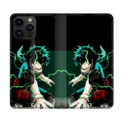 Housse Cuir Portefeuille Pour Iphone 15 Pro (6,1) Manga My Hero Academia Deku