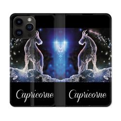 Housse Cuir Portefeuille Pour Iphone 15 Pro Plus (6,7) Signe Zodiaque 2 Capricorne