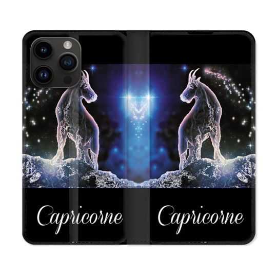 Housse Cuir Portefeuille Pour Iphone 15 Pro Plus (6,7) Signe Zodiaque 2 Capricorne