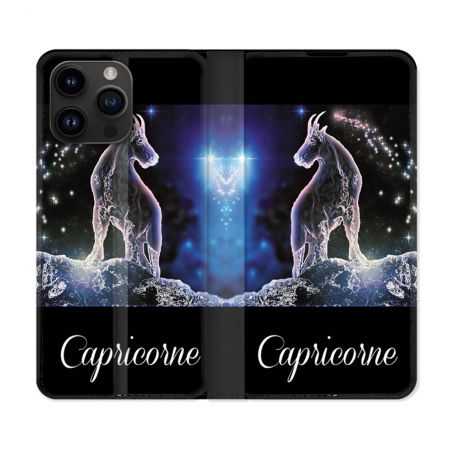 Housse Cuir Portefeuille Pour Iphone 15 Pro Plus (6,7) Signe Zodiaque 2 Capricorne