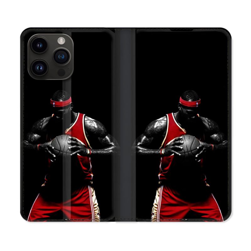 Housse Cuir Portefeuille Pour Iphone 15 Pro Plus (6,7) Sport Basketeur