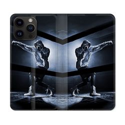 Housse Cuir Portefeuille Pour Iphone 15 Pro Plus (6,7) Sport Boxe Poing