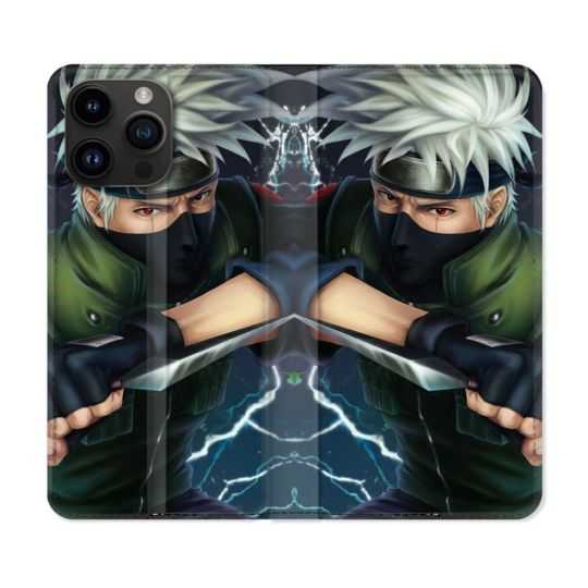 Housse Cuir Portefeuille Pour Iphone 15 Pro (6,1) Manga Naruto Kakashi