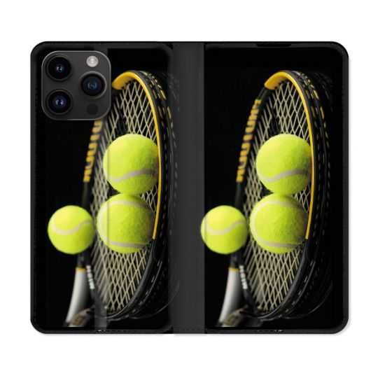 Housse Cuir Portefeuille Pour Iphone 15 Pro Plus (6,7) Sport Tennis Balls