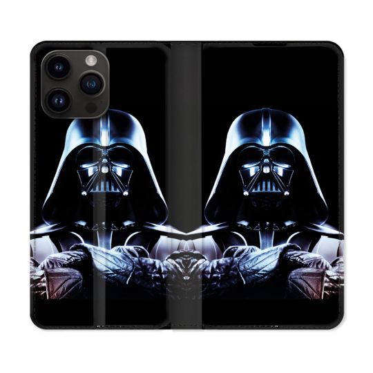 Housse Cuir Portefeuille Pour Iphone 15 Pro Plus (6,7) Star Wars - Dark Vador Noir