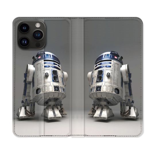 Housse Cuir Portefeuille Pour Iphone 15 Pro Plus (6,7) Star Wars - R2D2