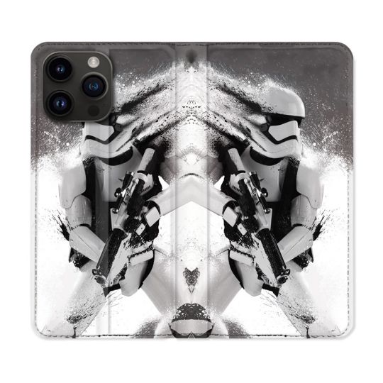 Housse Cuir Portefeuille Pour Iphone 15 Pro Plus (6,7) Star Wars - Trooper