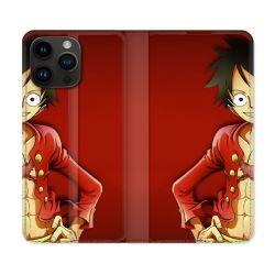 Housse Cuir Portefeuille Pour Iphone 15 Pro (6,1) Manga One Piece Luffy