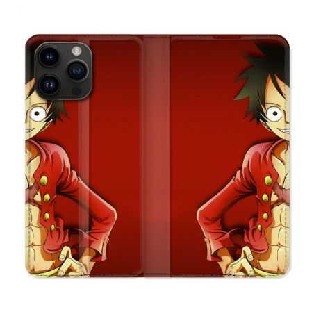 Housse Cuir Portefeuille Pour Iphone 15 Pro (6,1) Manga One Piece Luffy