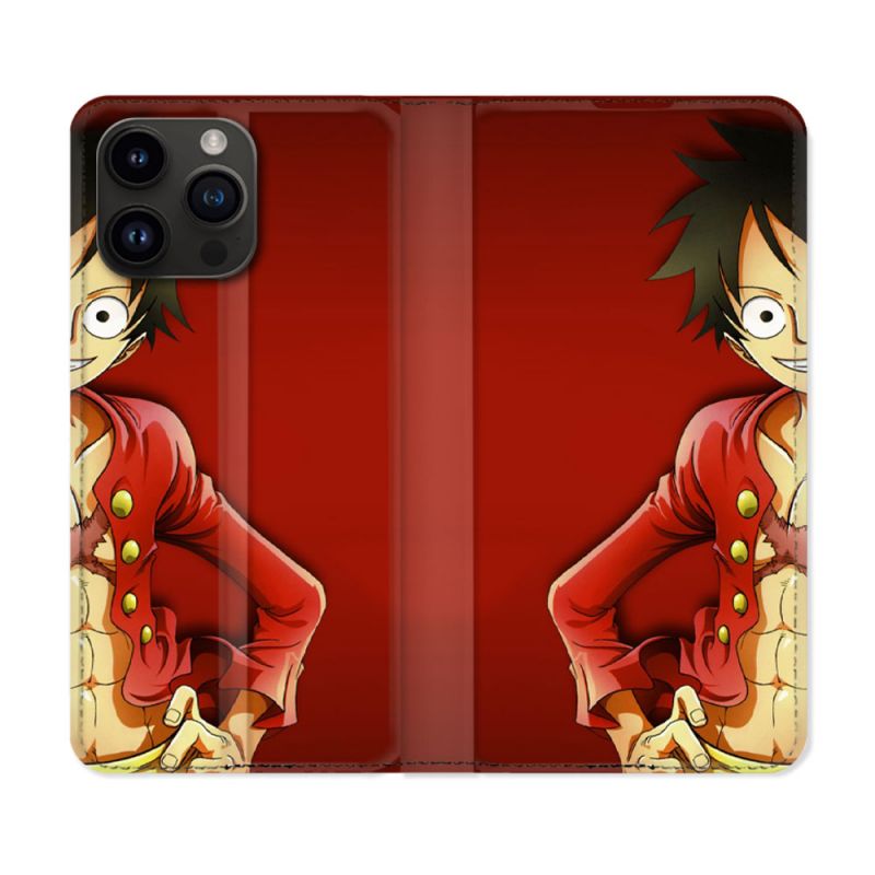 Housse Cuir Portefeuille Pour Iphone 15 Pro (6,1) Manga One Piece Luffy