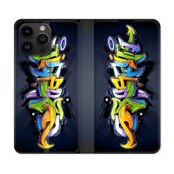 Housse Cuir Portefeuille Pour Iphone 15 Pro Plus (6,7) Street Art Graffiti