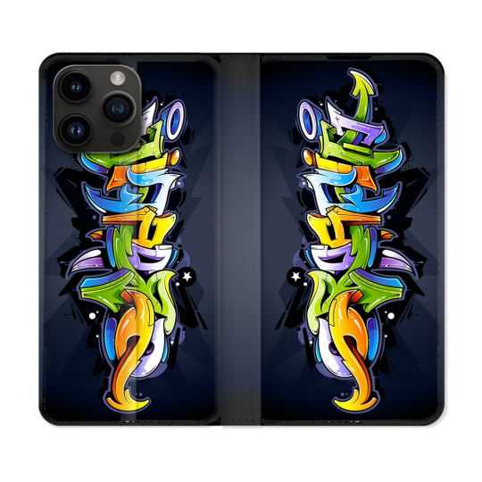 Housse Cuir Portefeuille Pour Iphone 15 Pro Plus (6,7) Street Art Graffiti
