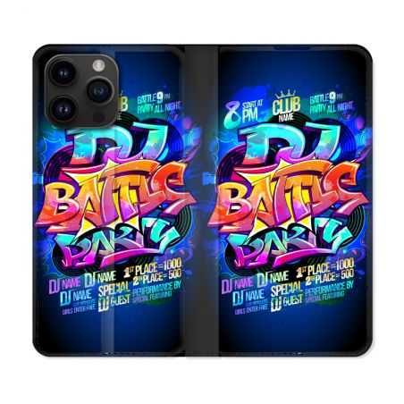 Housse Cuir Portefeuille Pour Iphone 15 Pro Plus (6,7) Street Art Rap