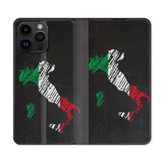 Housse Cuir Portefeuille Pour Iphone 15 Pro Plus (6,7) Voyage Italie Botte