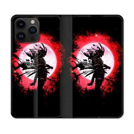 Housse Cuir Portefeuille Pour Iphone 15 Pro Plus (6,7) Voyage Japon Samourai