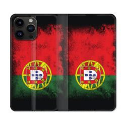 Housse Cuir Portefeuille Pour Iphone 15 Pro Plus (6,7) Voyage Portugal Drapeau