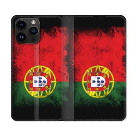 Housse Cuir Portefeuille Pour Iphone 15 Pro Plus (6,7) Voyage Portugal Drapeau
