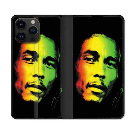 Housse Cuir Portefeuille Pour Iphone 15 Pro (6,1) Musique Bob Marley 2