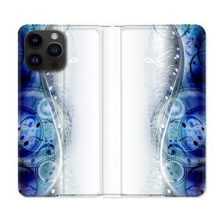 Housse Cuir Portefeuille Pour Iphone 15 Pro (6,1) Musique Partition Vague