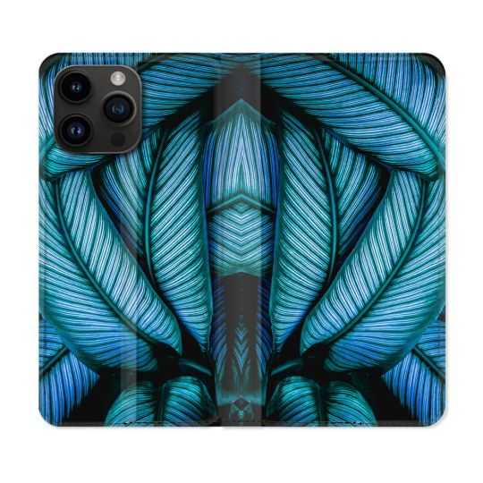 Housse Cuir Portefeuille Pour Iphone 15 Pro (6,1) Nature Feuille Palmier