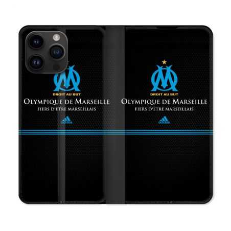 Housse Cuir Portefeuille Pour Iphone 15 Pro (6,1) Olympique Marseille OM Fier etre Marseillais