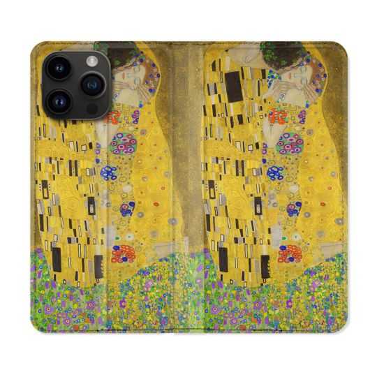 Housse Cuir Portefeuille Pour Iphone 15 Pro (6,1) Peinture Le Baiser