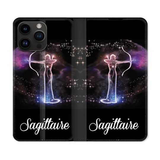 Housse Cuir Portefeuille Pour Iphone 15 Pro (6,1) Signe Zodiaque 2 Sagittaire