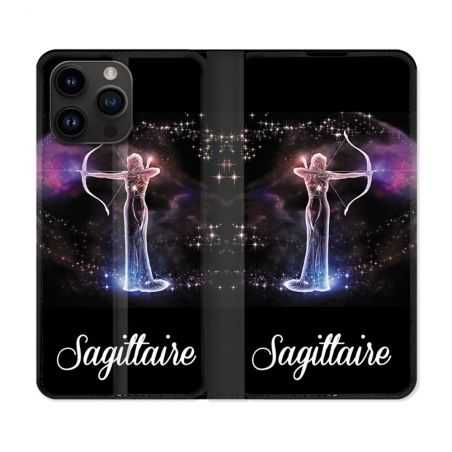 Housse Cuir Portefeuille Pour Iphone 15 Pro (6,1) Signe Zodiaque 2 Sagittaire