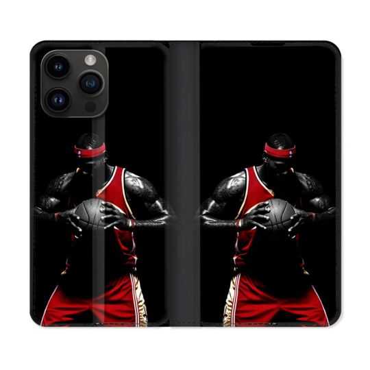 Housse Cuir Portefeuille Pour Iphone 15 Pro (6,1) Sport Basketeur