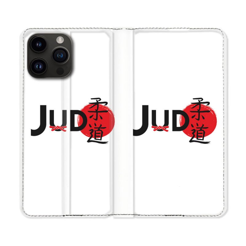 Housse Cuir Portefeuille Pour Iphone 15 Pro (6,1) Sport Judo Logo
