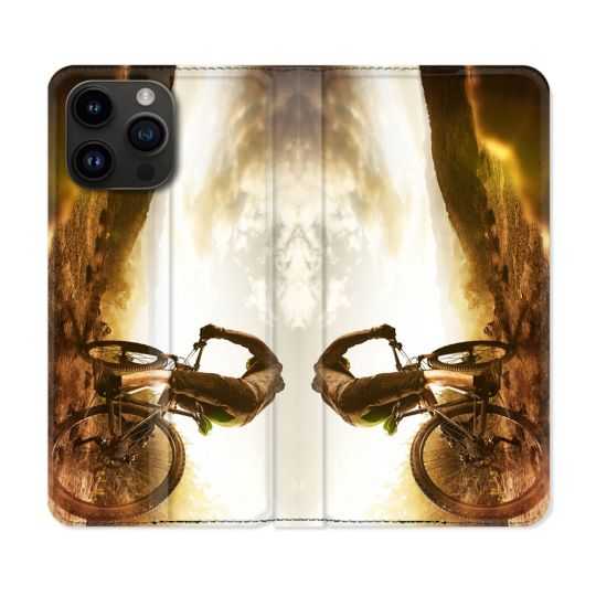 Housse Cuir Portefeuille Pour Iphone 15 Pro (6,1) Sport VTT Soleil