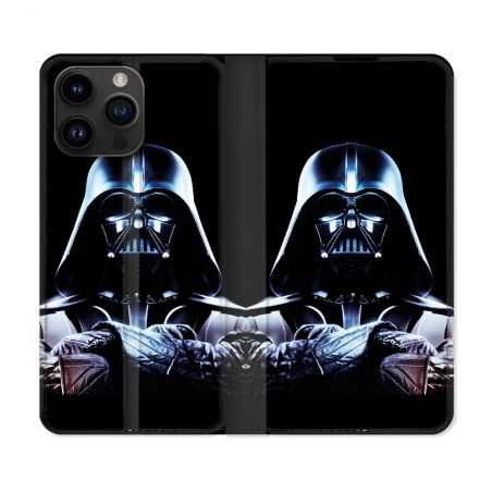 Housse Cuir Portefeuille Pour Iphone 15 Pro (6,1) Star Wars - Dark Vador Noir